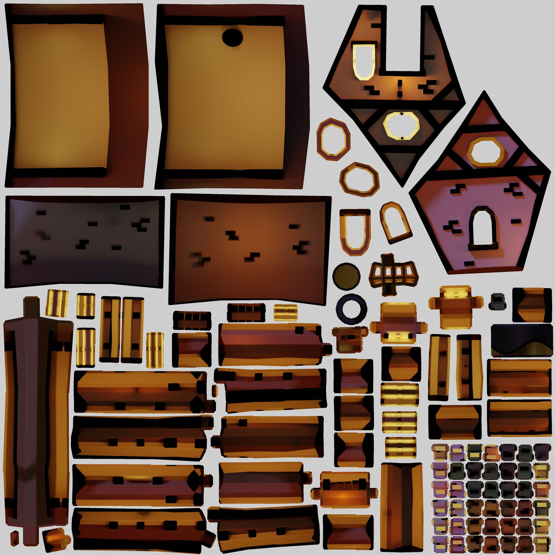 The baked UV texture — all the lighting + colours pre-baked into one map