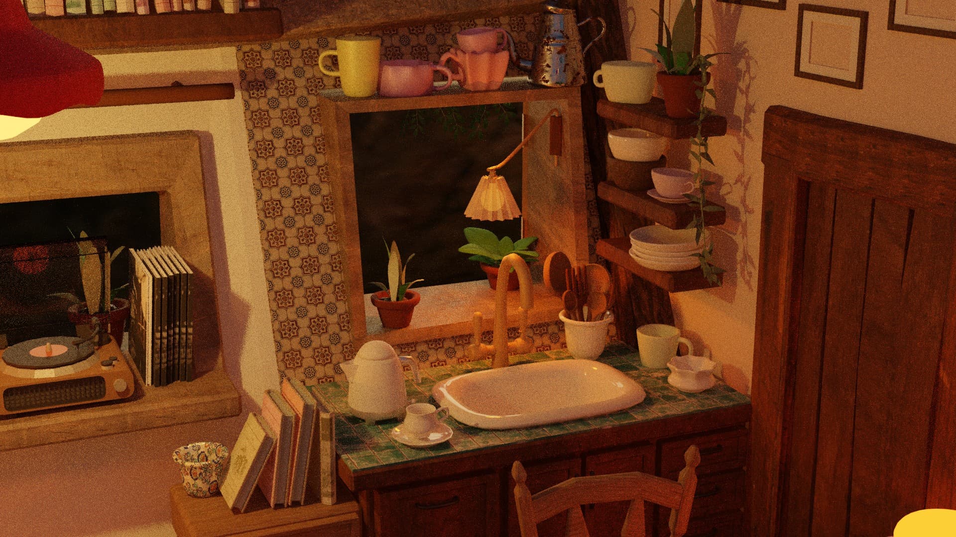 The kitchen area