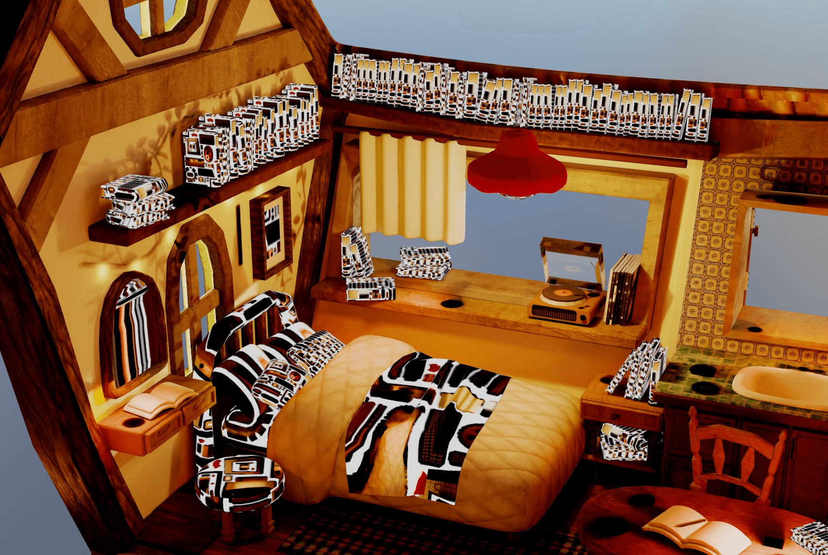 Earlier version of baked texture for the interior room